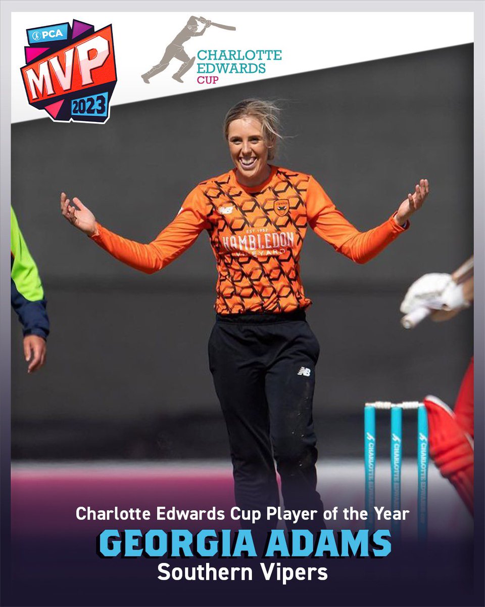 🏆 The Charlotte Edwards Cup Player of the Year, sponsored by Vitality is… 🙌 The brilliant @GeorgiaAdams01! 🐍 An epic competition by the @VipersKSL skipper! How she did it 👉 bit.ly/AdamsMVP #CECup