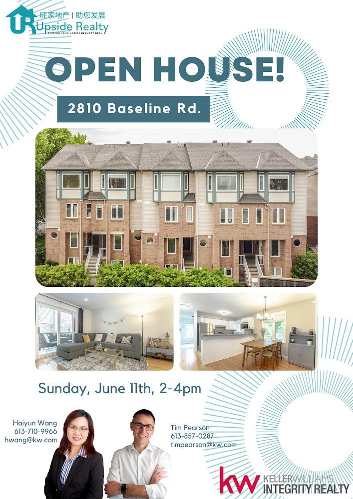 Hey, Ottawa friends - 
Looking forward to hosting today’s Open House at 2810 Baseline Road with Haiyun Wang. Drop by to visit me at this great condo from 2-4pm. If that time doesn’t work,  DM me and I can help.