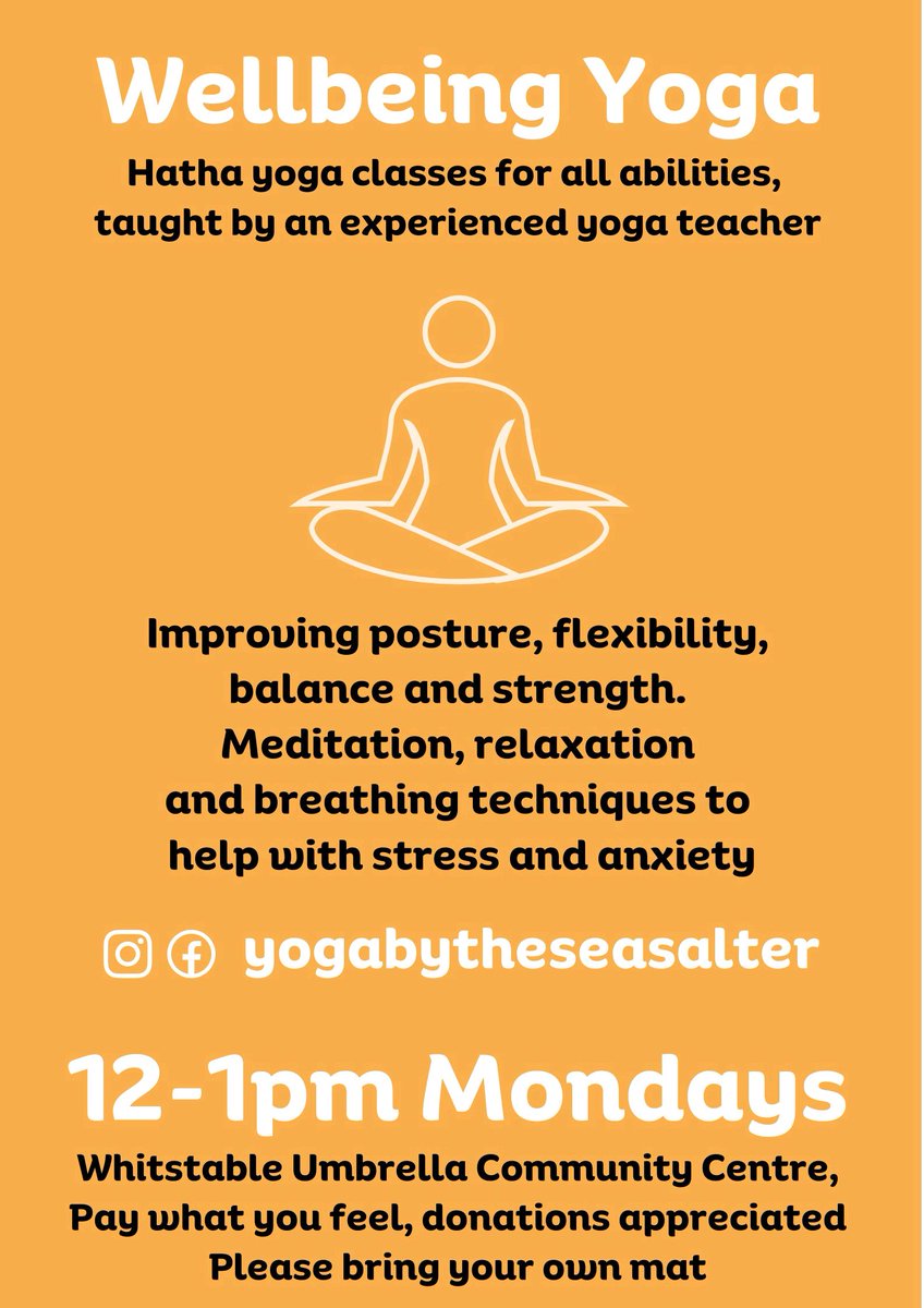 umbrellacentre's tweet photo. Pay what you feel Wellbeing Community Yoga, Mondays at 12pm.
#Whitstabletogether #Wellbeing #Yoga https://t.co/NBbN9GUnzC