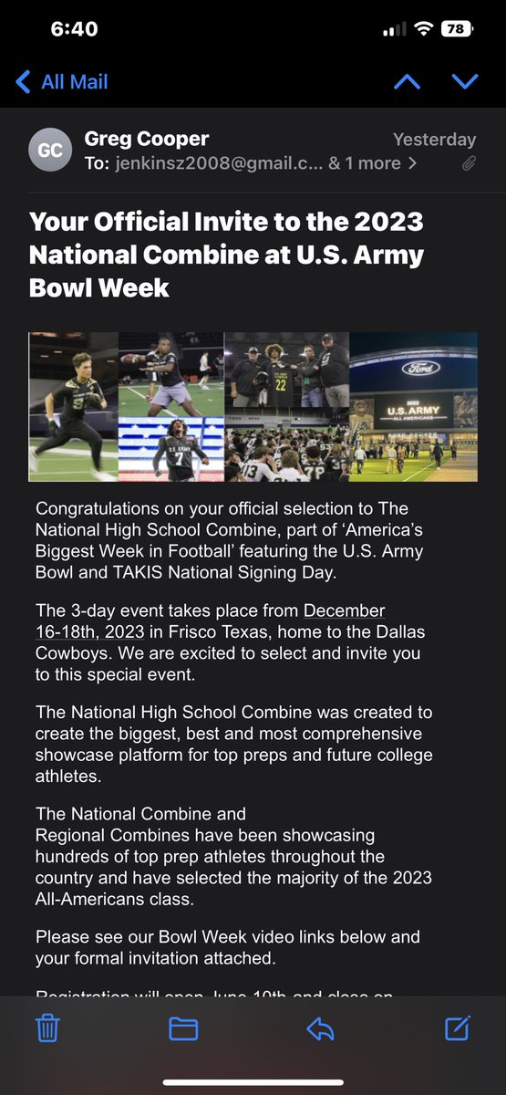 Bless to have received an invite to the national combine in Frisco TX🙏🏾@joeray36 @MacCorleone74 @coachclay_ @1_focused_coach @Coachstrib @Quantez_Ray11