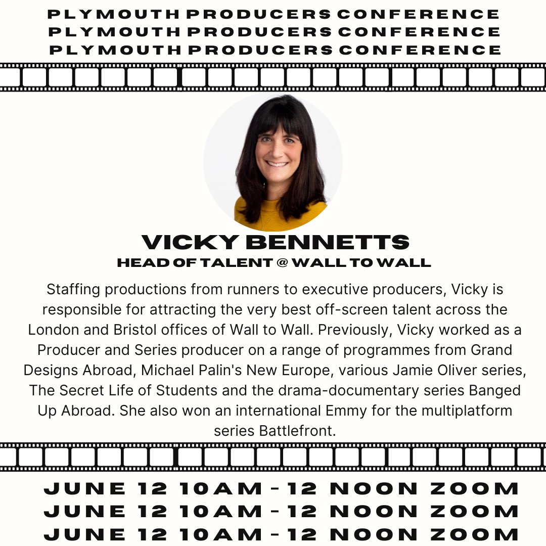 PLYMPRODUCERS's tweet photo. We’re at one day to go now, and our final guest announcement is Vicky Bennetts from @W2W_media! Vicky works to get talent into productions across offices in London and Bristol, and has prior experience in production too! Come join her &amp; our other guests tomorrow – link in bio! https://t.co/OvfF094YRN