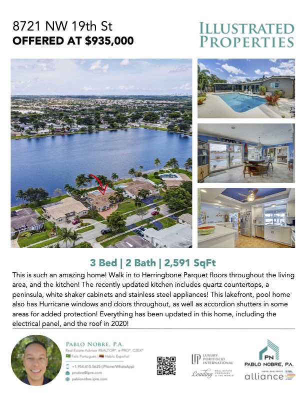 Open House! TODAY! 🤩 

Sunday, from 11am - 1:30pm 

More photos & info - 

Electrical, roof, windows, doors & kitchen - all recently updated!!

#forsale #pembrokepines #fl #florida #NoHOA #poolhome #lakefront #waterfr... myre.io/0hIlApuEKiqu