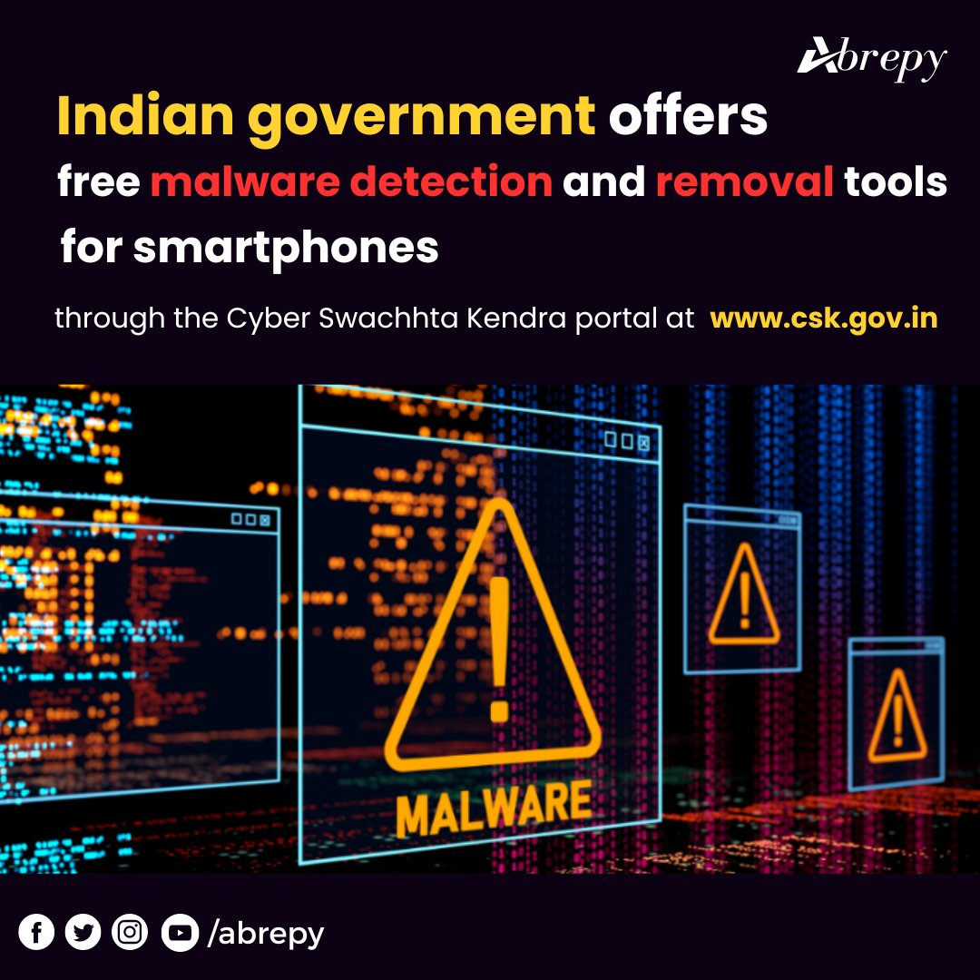 🔒 Concerned about smartphone security? 
Indian govt. introduces free malware detection & removal tools via #CyberSwachhtaKendra portal. 
Learn more at csk.gov.in! 

#SecureYourPhone #Govt #Malware #Smartphones