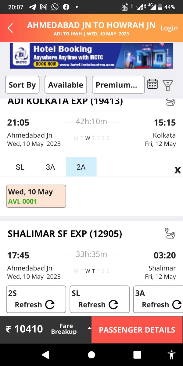 @pramodK37058167 @RailMinIndia An example : Cost of one Primium Tatkal Ticket from Ahmedabad to Dhanbad in 2 AC Rs 10140 only