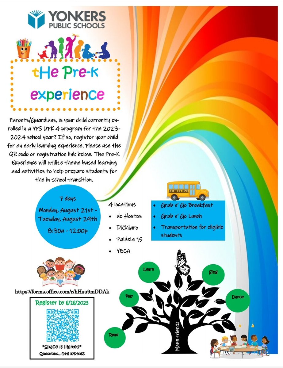 Attention parents of 
incoming YPS PreK students....Register today!