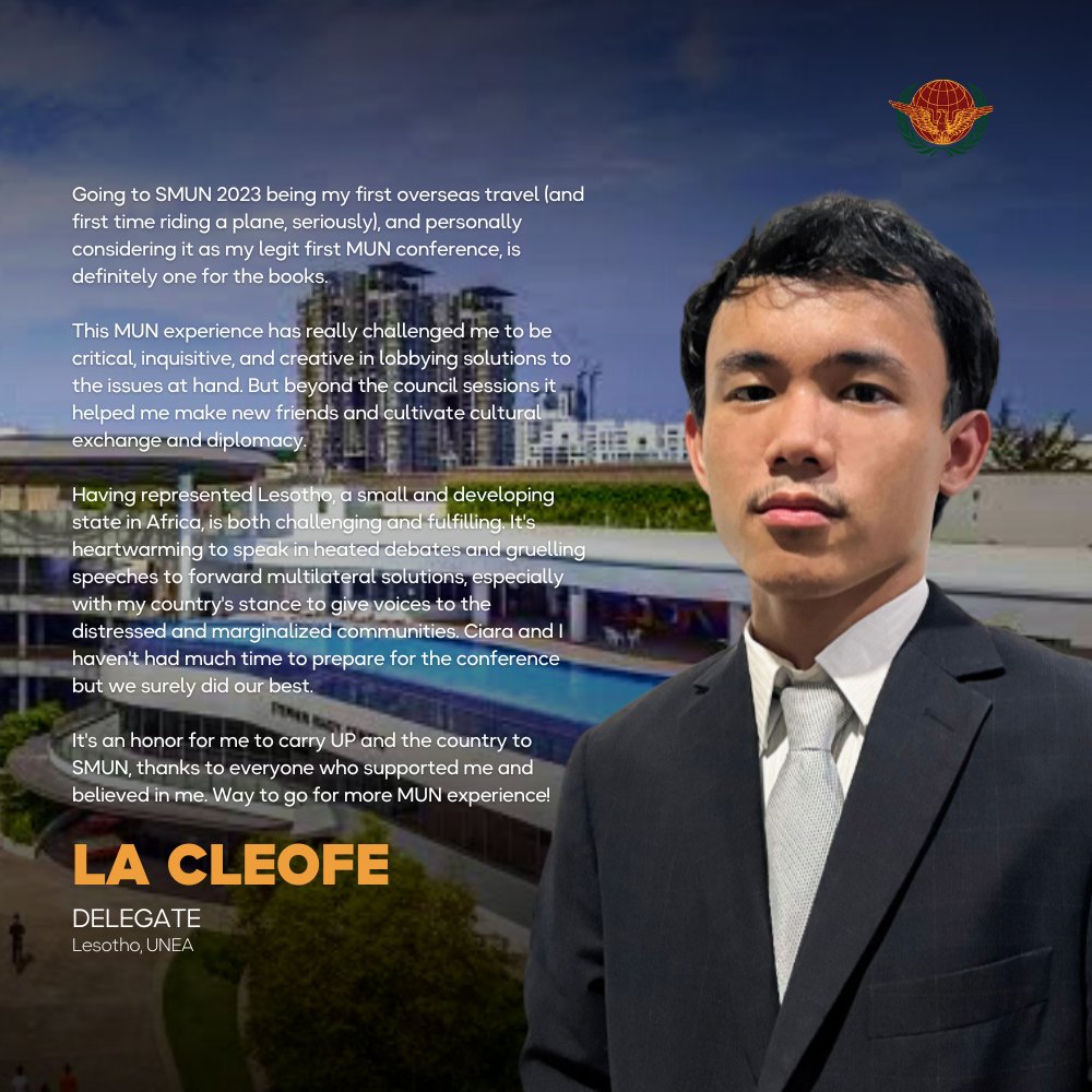 MUN_UPD's tweet photo. Congratulations to our outstanding delegates for navigating the diplomatic waters at the Singapore MUN! 🇸🇬 Your insightful resolutions and collaborative spirit have truly shone brightly as you represented your countries with vigor and passion
#TDEL #SGMUN2023 #MgaDiplomatNgBayan https://t.co/Ud2y92SAQy