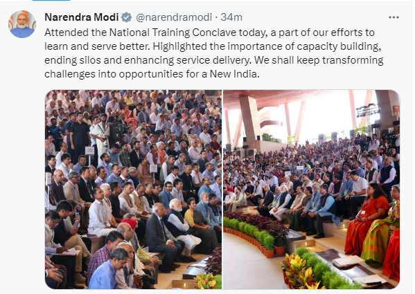 Bharat24Liv's tweet photo. राष्ट्रीय प्रशिक्षण सम्मेलन पर PM मोदी का ट्वीट
'सीखना, बेहतर सेवा हमारे प्रयासों का हिस्सा'
'हम चुनौतियों को अवसरों में बदलते रहेंगे' : PM मोदी
Watch: https://t.co/DcYpcOiRBz
#NationalTrainingConclave #Bharat24Digital
@narendramodi @PMOIndia https://t.co/j6GlCQJXWi