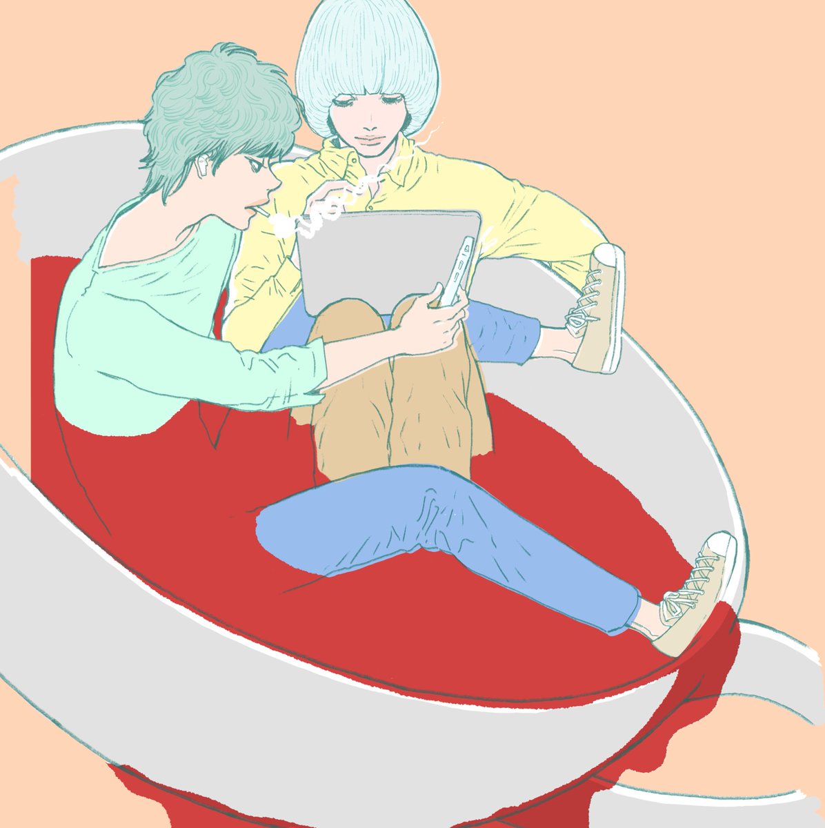 表紙の絵描いてる途中。#制作過程 #創作BL漫画 #創作BL漫画 #JUNE https://t.co/CNE9VPsNeY