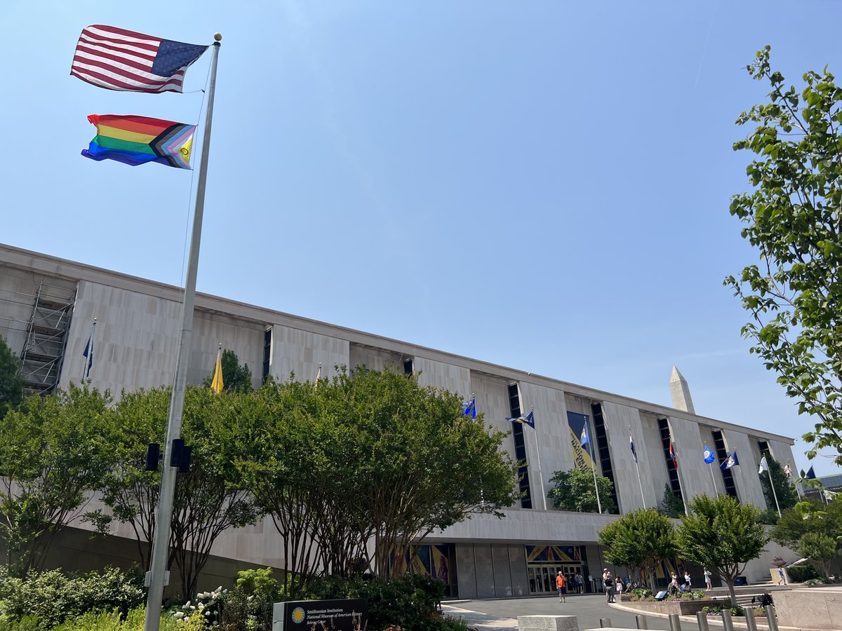Today we’re flying #PRIDE colors in honor of all LGBTQ+ people who, throughout American history, have helped to shape, define, and contribute to the creation of a more perfect union.

Learn more about the origins of pride symbols in our blog: americanhistory.si.edu/blog/rainbow