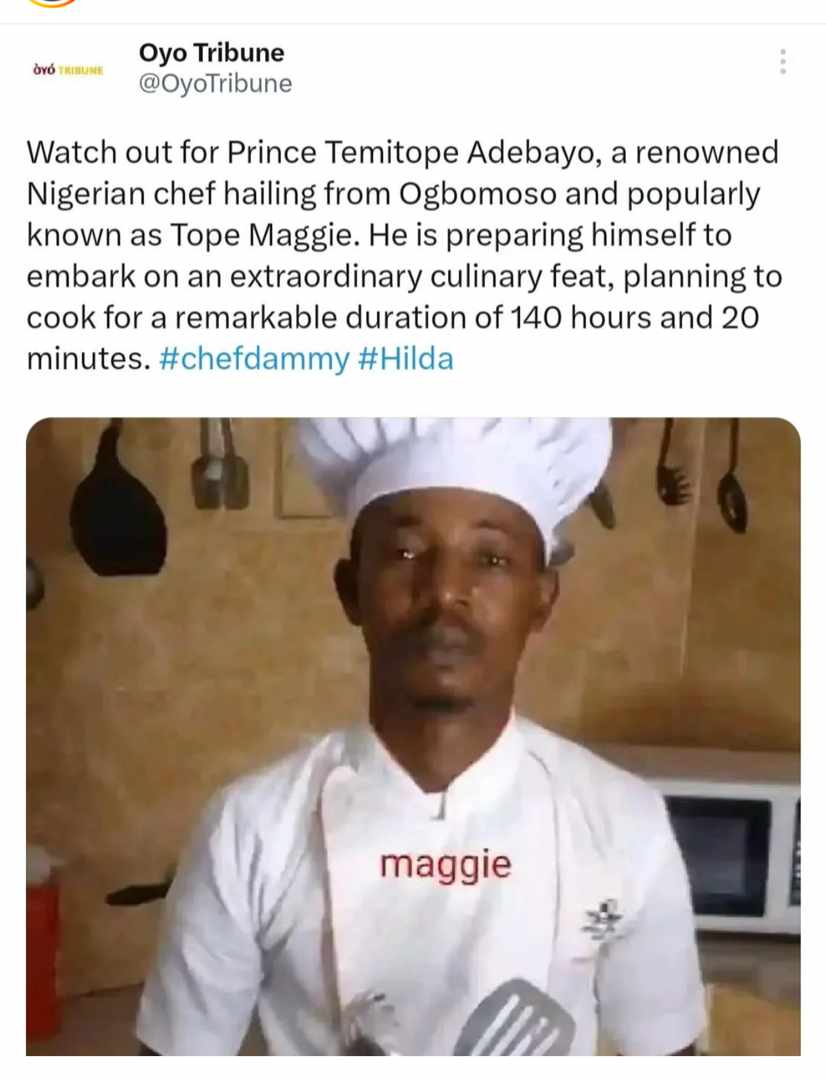 OgbeniObSugar's tweet photo. E be like say na the season of Cook-A-Thon we dey like this for Naija ooo. One thing that is so certain about Nigerians is that we love to abuse everything including imported ideas. Just watch out, more are still coming. 

Go Dammy Hilda Baci NNPC Extraction Dwayne GWR CookAThon https://t.co/tQHvHPCp6b