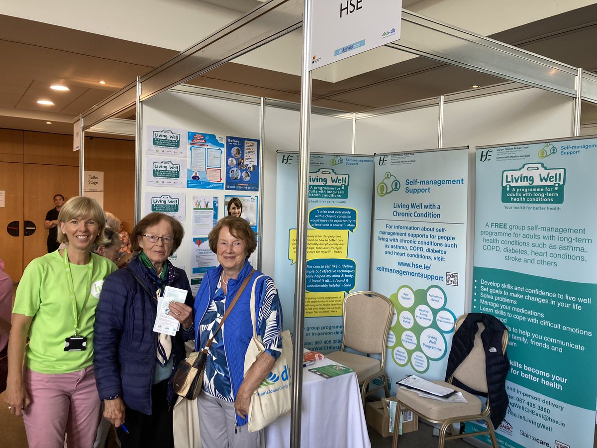 What a brilliant day at the #dlrAgeWellExpo. It was a fab opportunity to share info about the #HSELivingWellProgramme and #SelfManagementSupports provided by the HSE and Voluntary Organisations. Plenty of networking too with local organisations and An Cathaoirleach Mary Hanafin!
