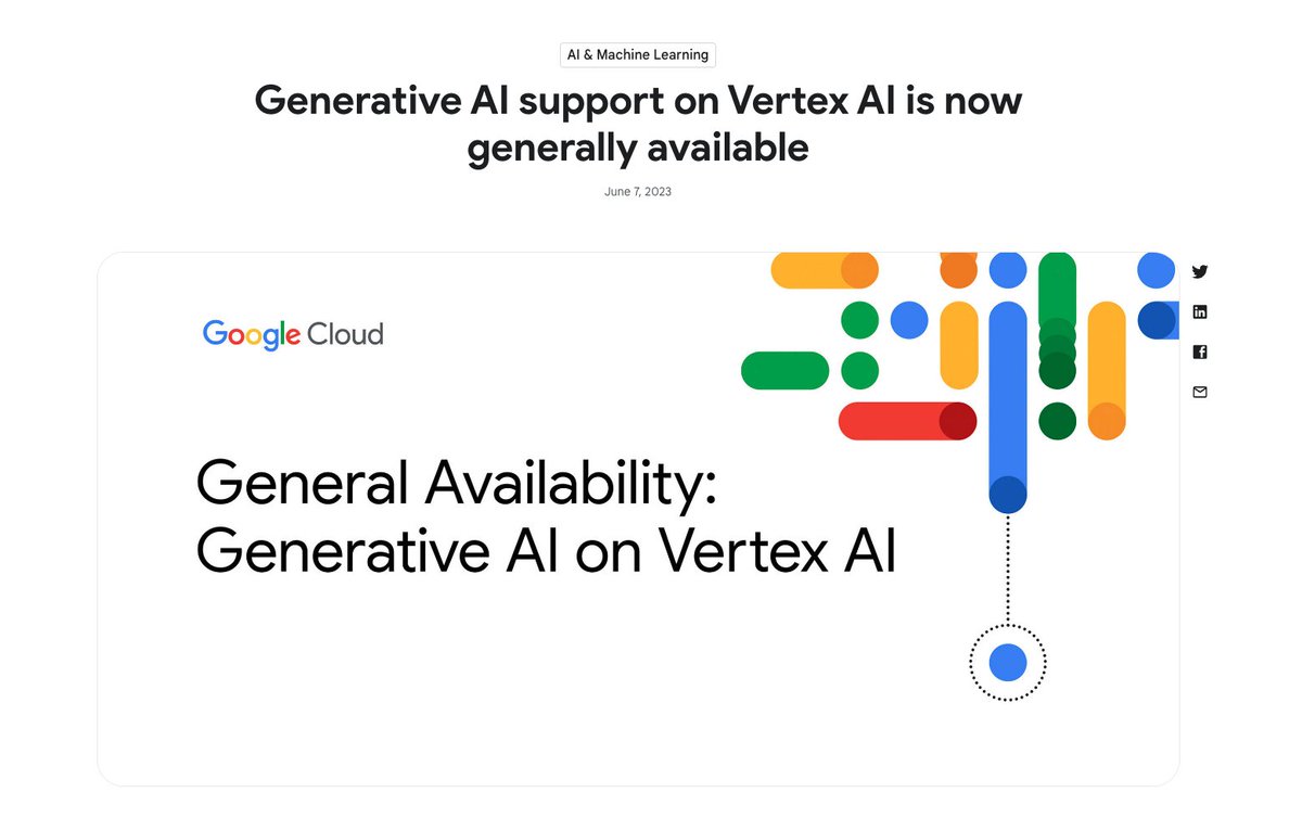 google generative ai platformunu tüm kullanıcılara açtı⚡️

artık geliştiriciler: 
- palm 2 tabanlı text modeline,
- yine text için embedding api'sine
- model garden'daki diğer temel modellere erişebilecek

ve ayrıca model fine tuning ve deployment için de generative ai…