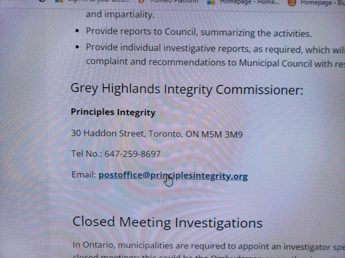 Oh good, our regional Integrity Commissioner is based in Toronto and not a local person.