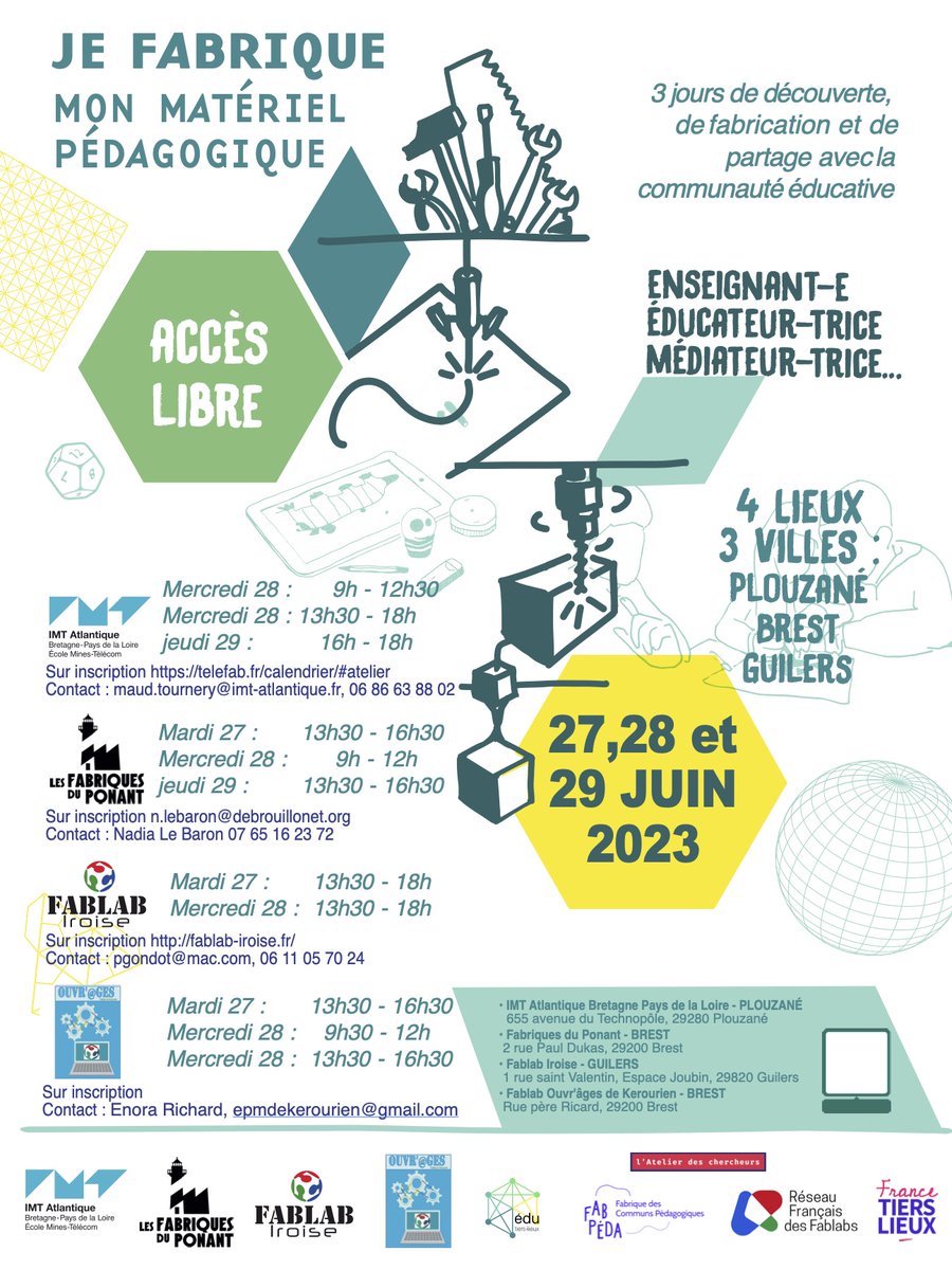 Enseignants, personnel éducatif venez découvrir les possibilités du Fablab les mardi 27 et mercredi 28 juin de 13h30 à 18h