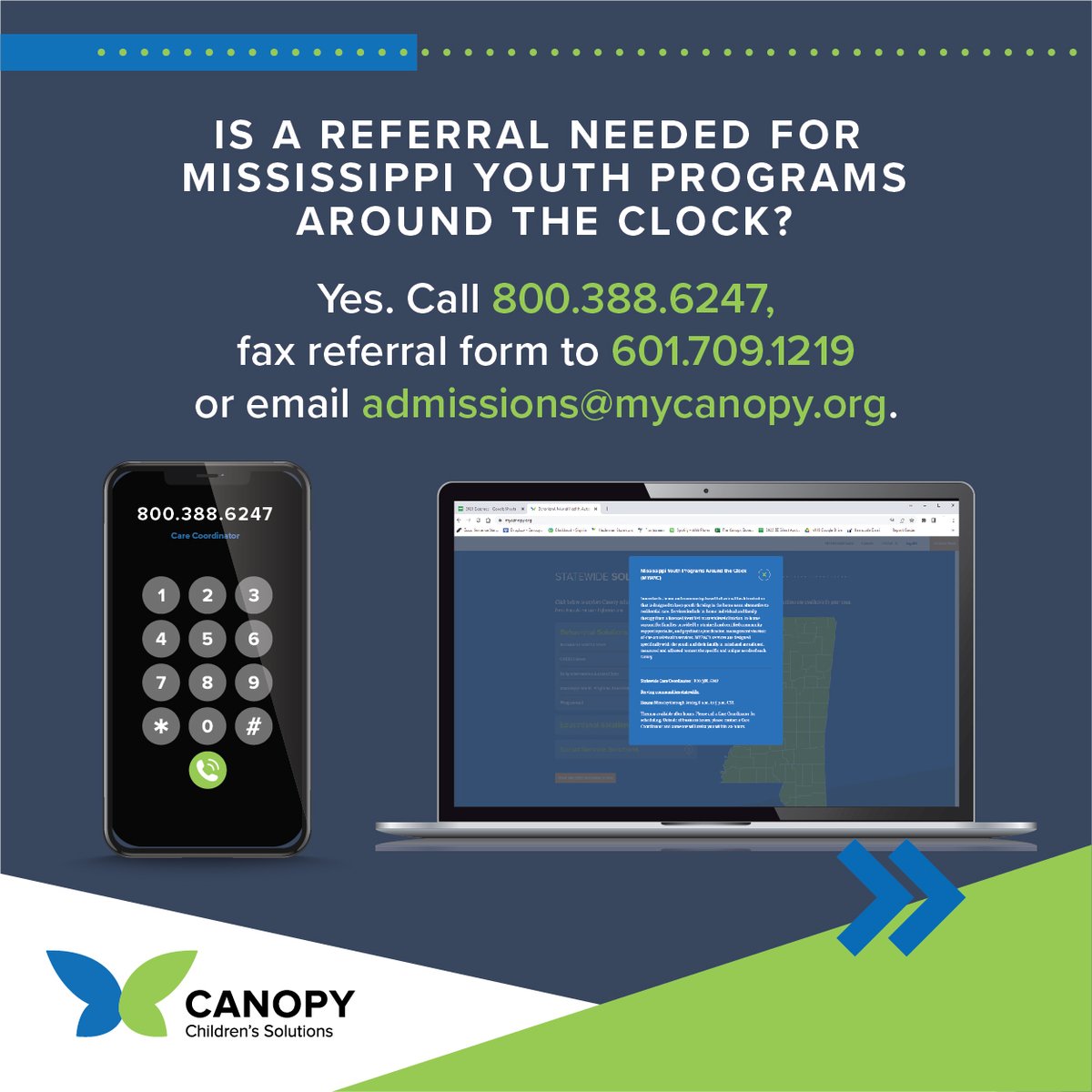 canopychildren's tweet image. There are eligibility requirements for enrollment in Mississippi Youth Programs Around the Clock. Contact a Care Coordinator today at 800.388.6247 to learn more. #SolutionSpotlight #MYPAC