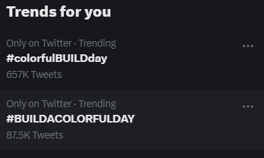 those who are still awake or waking up, please keep trending together! lets hit 1M! we have done it before we can to it again!

#colorfulBUILDday 
#BuildJakapan