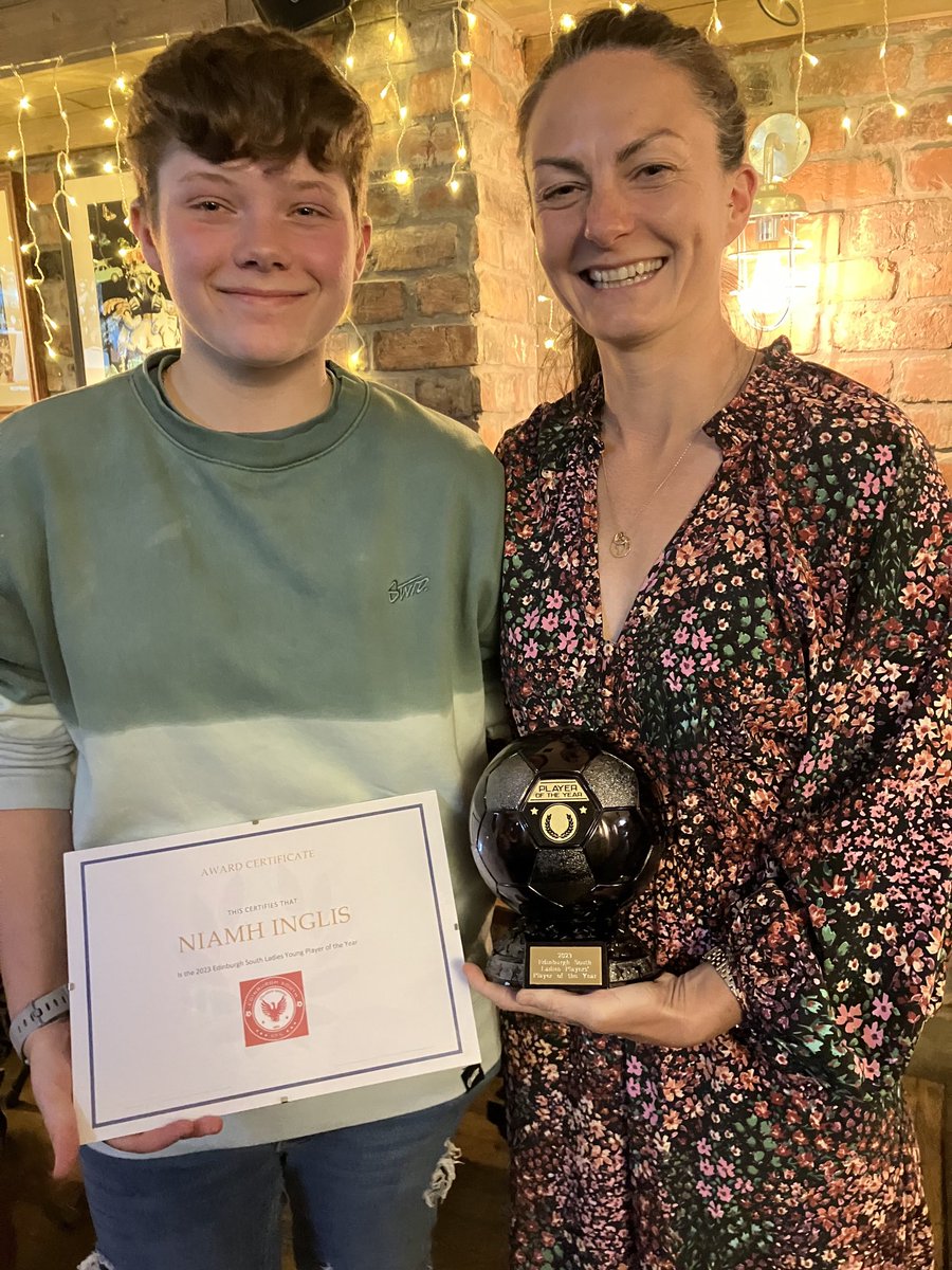 escfcladies's tweet image. The big winners on awards night. Niamh Inglis (left) very deserving Young Player of the Year and Sue O’Sullivan a great Players’ Player of the Year. Both had superb seasons in a team on the up. #SouthStrong