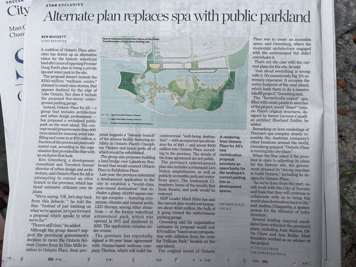 Get a copy of today’s @TorontoStar and read about our Better Idea for Ontario Place, also available on our website at ontarioplaceforall.com/abetteridea #topoli #onpoli #SaveOntarioPlace