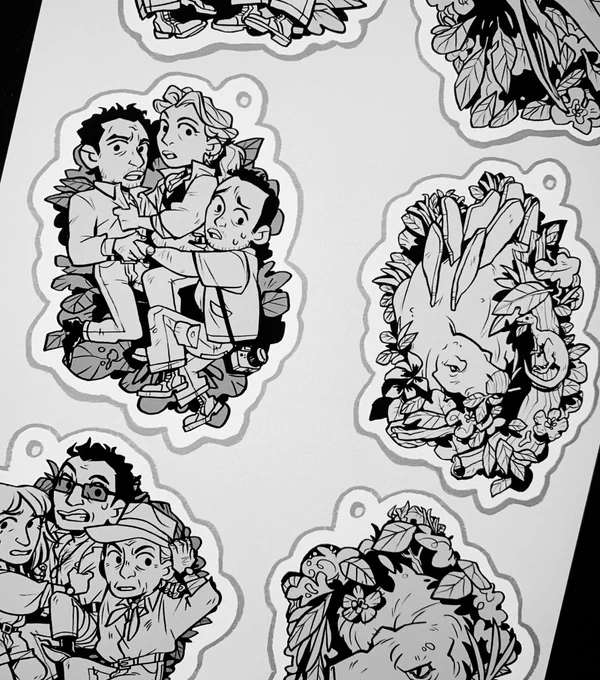 Jurassic Park charms??!? you can view the entire WIP (+ sketches) on my patreon 🦖🌺🌿 #dozerdraws #jurassicpark