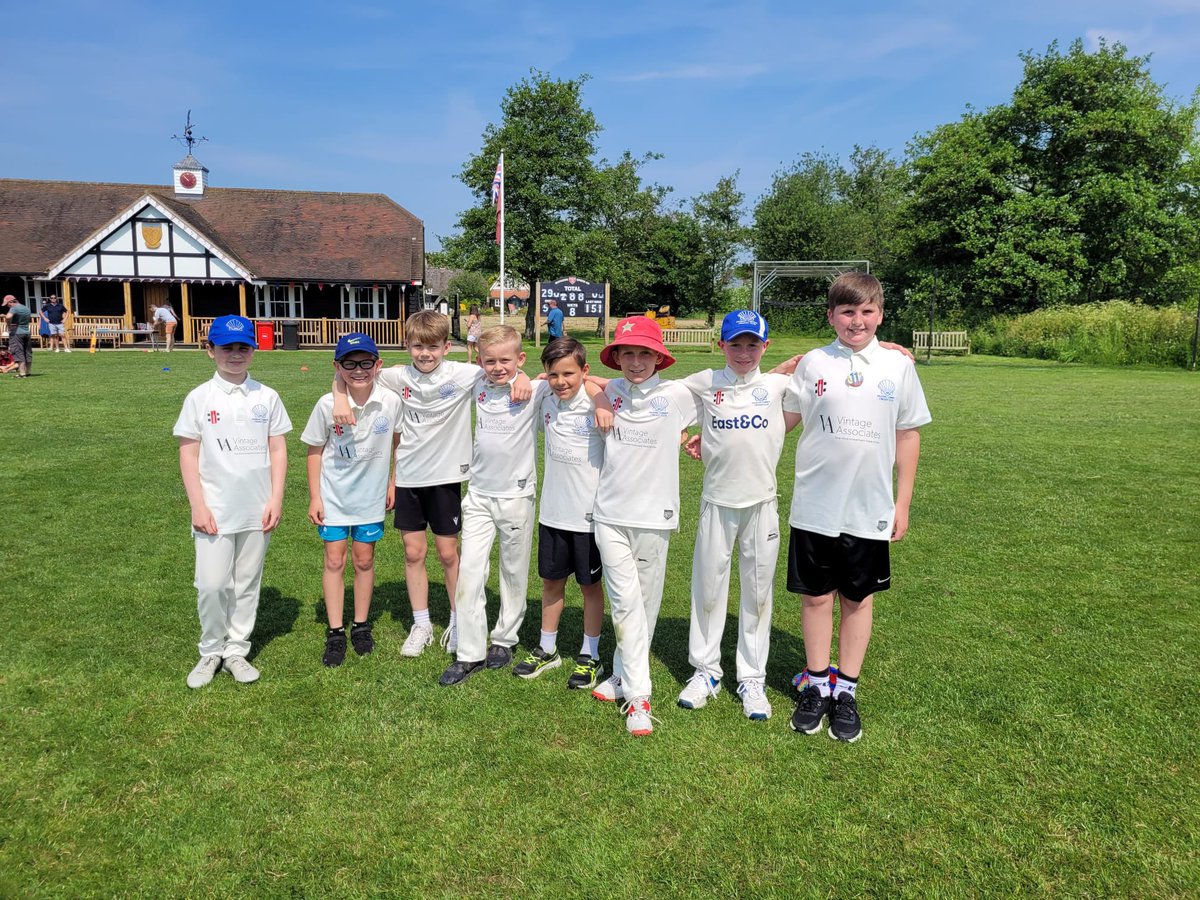 NazeingCricket's tweet photo. A big congratulations to our U11s earlier who made it 4 wins out of 4 with victory away at @MatchingGreenCC 🏏 

Great performances across the team with a particular well done to Jimmy who took a hattrick on his birthday today! 👏 

#YouScallops #future https://t.co/GGwx3IaU4O