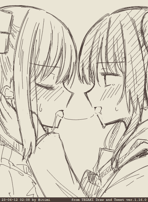 ぼ喜多 ちゅっちゅ  ディープなのした後に糸が掛かる感じ好き #tegaki_dt