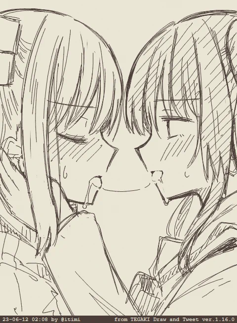 ぼ喜多 ちゅっちゅ  ディープなのした後に糸が掛かる感じ好き #tegaki_dt