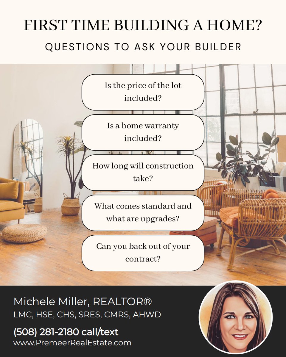 MicheleAgent's tweet image. Building a home for the first time can be a whirlwind process. That’s why you need to ask your builder these 5 questions! I can help you get the answers!

#homebuilding #ikeahome #homeowner #buildahome #newconstructionhome #homebuilder #homebuildingtips