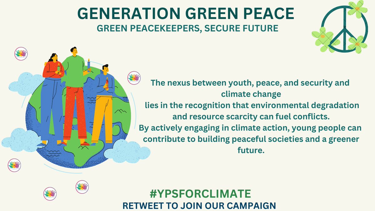 Understanding the nexus between climate change and youth,peace and security is crucial to sustainable solutions. 
@FNFPakistan @FNFreiheit
@WWFForestCarbon @unoy_peace
@GC_Youth4Peace @IYCM
@ClimateReality @UNEP
@UNYouthEnvoy @unwomen_pak @EUClimateAction @UNFCCC

#YPSFORCLIMATE