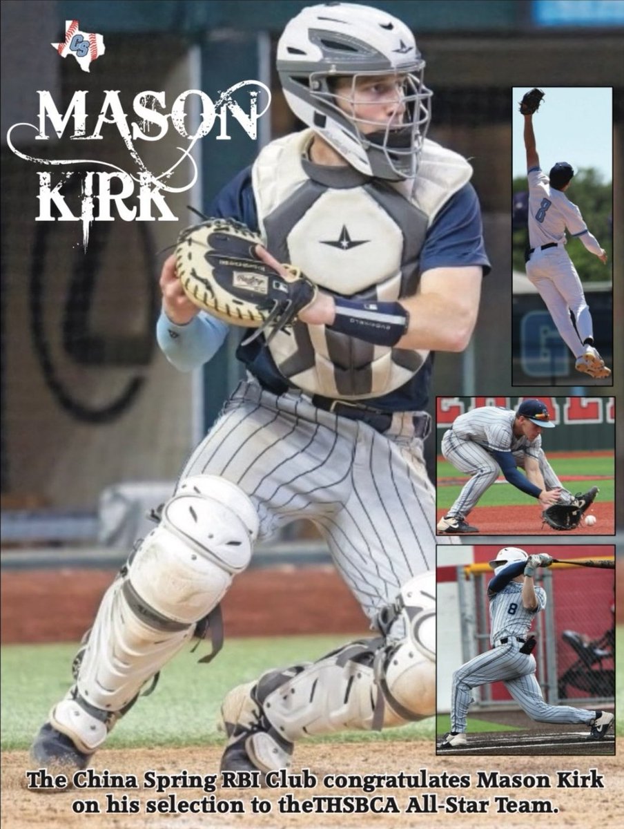 China Spring High School Baseball (@cscougbaseball) on Twitter photo Mason Kirk is not done representing China Spring on the field! <a href="/M_Kirk33/">Mason Kirk</a> has been selected to the 2023 THSBCA All-Star Game!! The game will be Saturday June 17 at 10am in Round Rock at Dell Diamond. Join us in congratulating Mason Kirk!!! <a href="/cscougarsports/">China Spring Athletic Booster Club</a> Mason Kirk is not done representing China Spring on the field! <a href="/M_Kirk33/">Mason Kirk</a> has been selected to the 2023 THSBCA All-Star Game!! The game will be Saturday June 17 at 10am in Round Rock at Dell Diamond. Join us in congratulating Mason Kirk!!! <a href="/cscougarsports/">China Spring Athletic Booster Club</a>