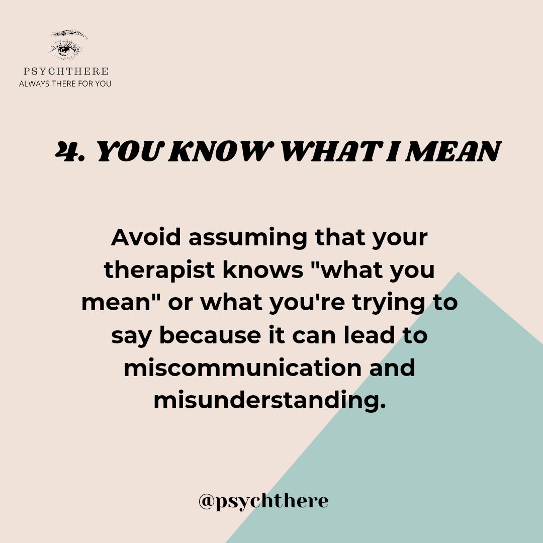 PsychThere's tweet photo. For a therapy to work effectively we need to avoid some behaviours and keep in mindsome important details regarding it. Read the slides to understand better.

For more such details follow @psychthere

#RolandGarros #WTCFinal #ukrainecounteroffensive #psychthere https://t.co/r2K8dCJrQd