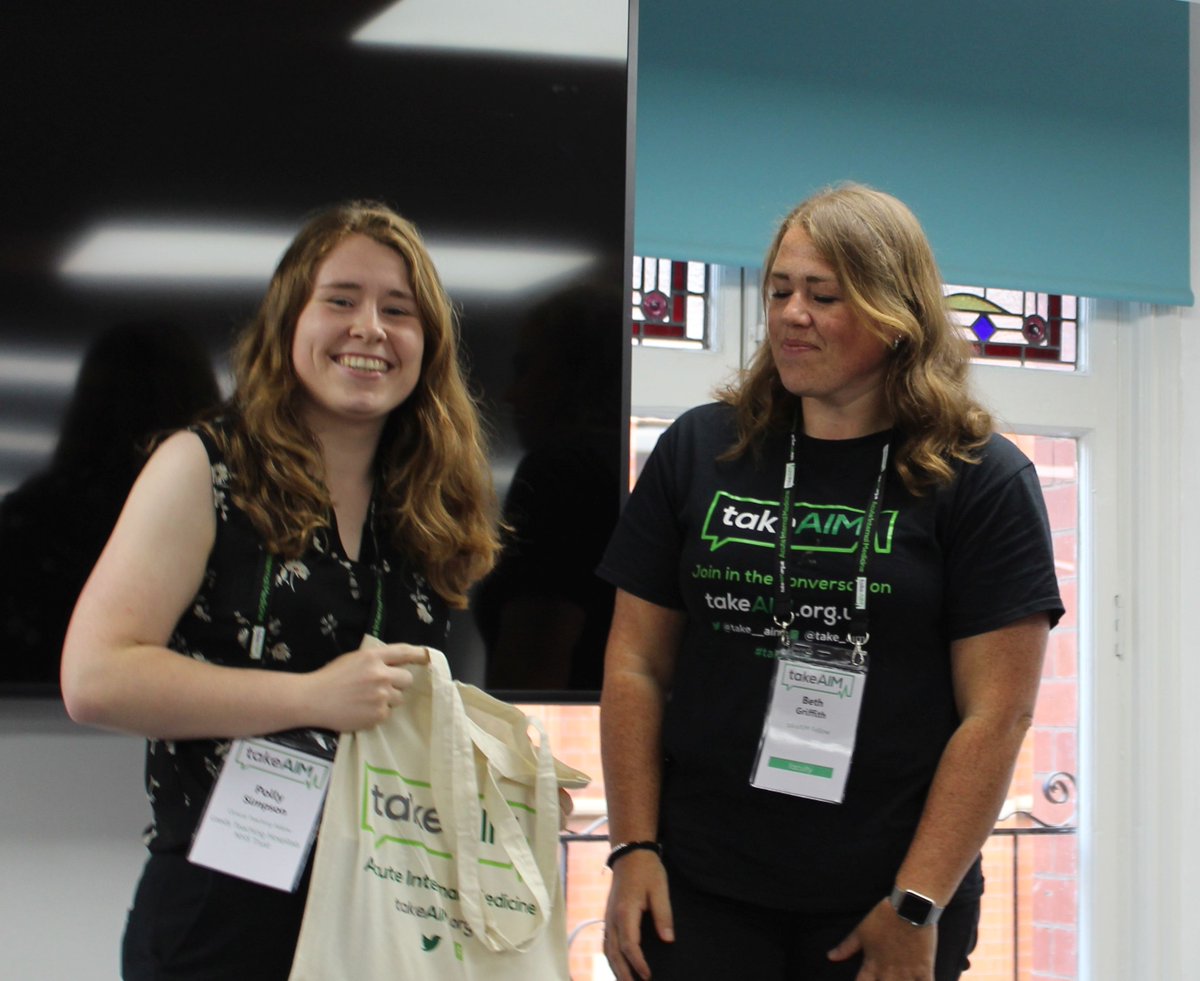 take__AIM's tweet image. Congratulations to our #TakeAIM23 poster prize-winners:
1st prize to Jasmine Quraishi for her poster on digitalising treatment guidelines
2nd prize to Polly Simpson: #hubhints medical education in a social media world
3rd prize to Tamsin Lancaster: Urinary Ag testing for CAP  1/2