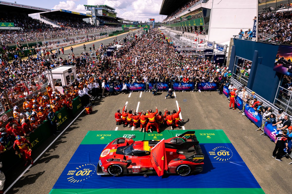 FIAWEC's tweet photo. History makers 💫

#WEC #LeMans24 #LeMansCentenary | @FerrariHypercar https://t.co/y8xtEb8sj2