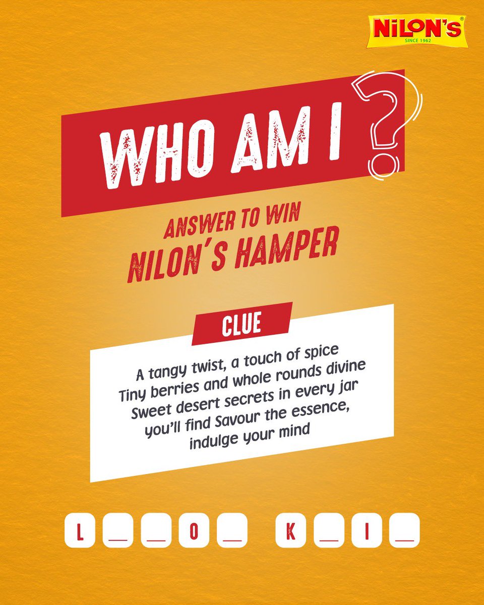 NilonsIndia's tweet photo. If thinking about them made your mouth water, tell us your answers in the comments below!

Tap the link in our bio to explore an exciting range of achaars✨

#Nilons #NilonsIndia #60Years #IsmePyaarMilaHai #giveaway #contestalert #pyaarachaaraurmauka https://t.co/wlSRfVyx5I