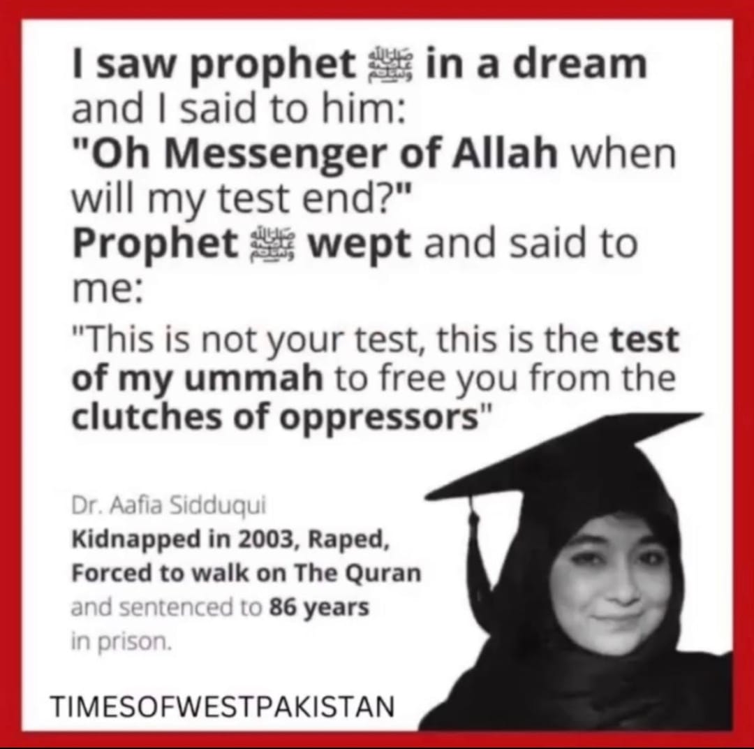 islamotivater's tweet photo. BRING BACK AAFIA SIDDIQUI https://t.co/IIPJCST2Jn