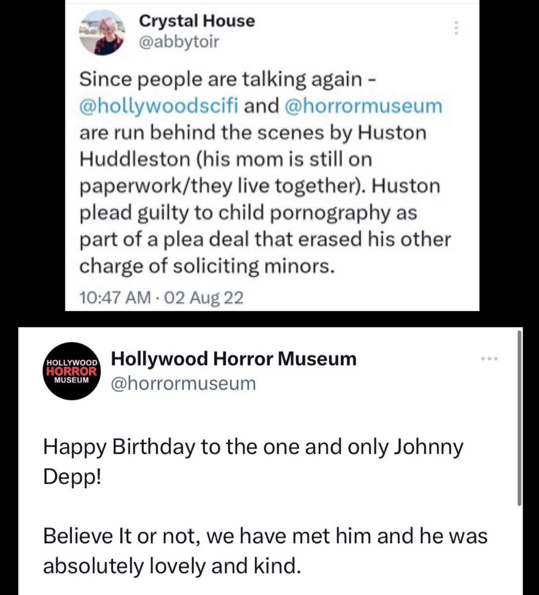 This is WILD!!! The people that defend Johnny Depp and the people he defends are FAR TOO OFTEN convicted predators of the worst most despicable type. #hollywoodhorrormuseum #JohnnyDeppisawifebeater