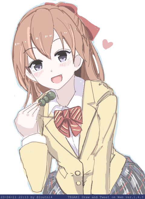 「茶団子を食べる太秦萌ちゃん #tegaki_dt」|24のイラスト