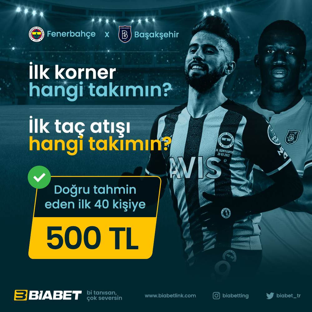 Türkiye Kupası Finaline Etkinlik!🏆 ⚡

Fenerbahçe🆚Başakşehir maçında, İlk korneri ve ilk taç atışını hangi takım kullanır?  

İlk 40 kişiye 500₺🎁

👉RT yap 3 kişiyi etiketle   
👉Form açıklamasındaki tüm hesapları takip et  

‼ Formu doldur: l24.im/UTn