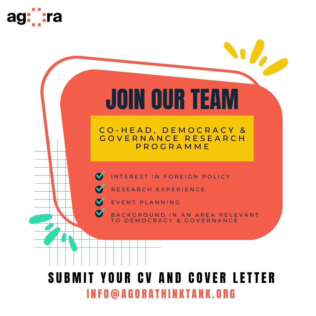 Are you interested in foreign policy research? Would you like to boost your CV? Apply to co-lead our Democracy &amp; Governance research programme today!

Job spec 👉 tinyurl.com/muwtvke5