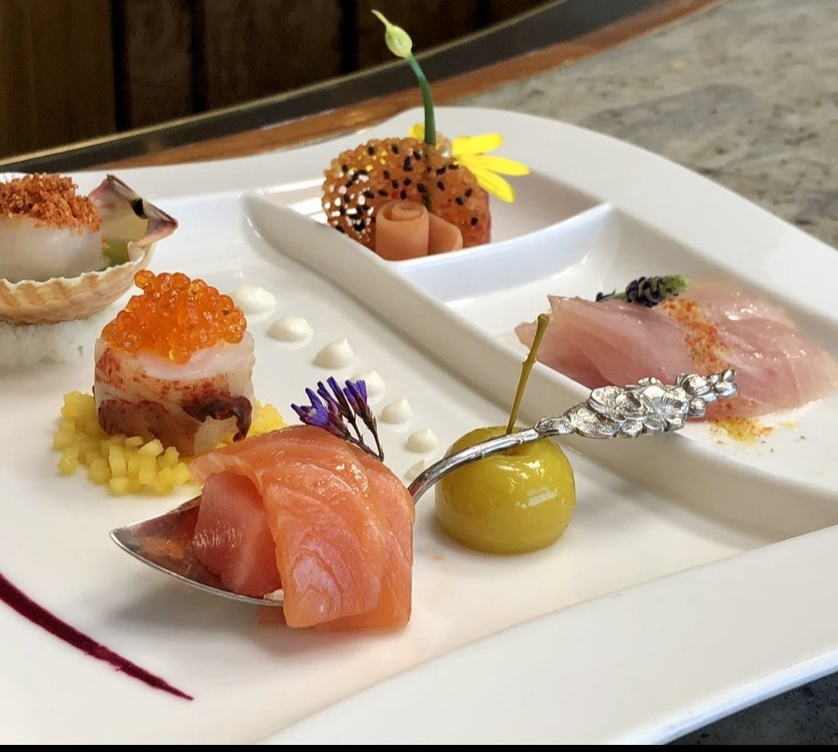 Sharing the Love in my Kitchen “ Ocean Quintet “ Kona Kampachi, Hokkaido Scallop, Maine Lobster, Ahi Tuna, Ora King Salmon” #seafoodlover #cuisine