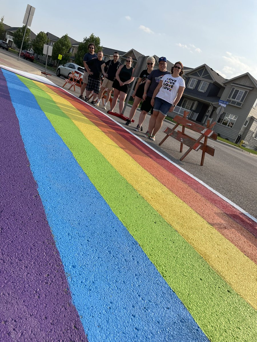 Our #Pride crosswalk looks beautiful! Thanks to all the staff, students, and community members who helped out! 🌈
