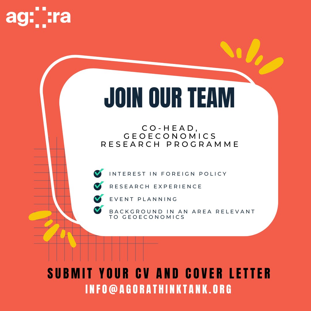Do you want to take the initiative by co-leading a foreign policy think tank research programme? Would you like to boost your CV? Apply to co-lead our Geoeconomics research programme today!

Job spec 👉 lnkd.in/eRfS4JCn