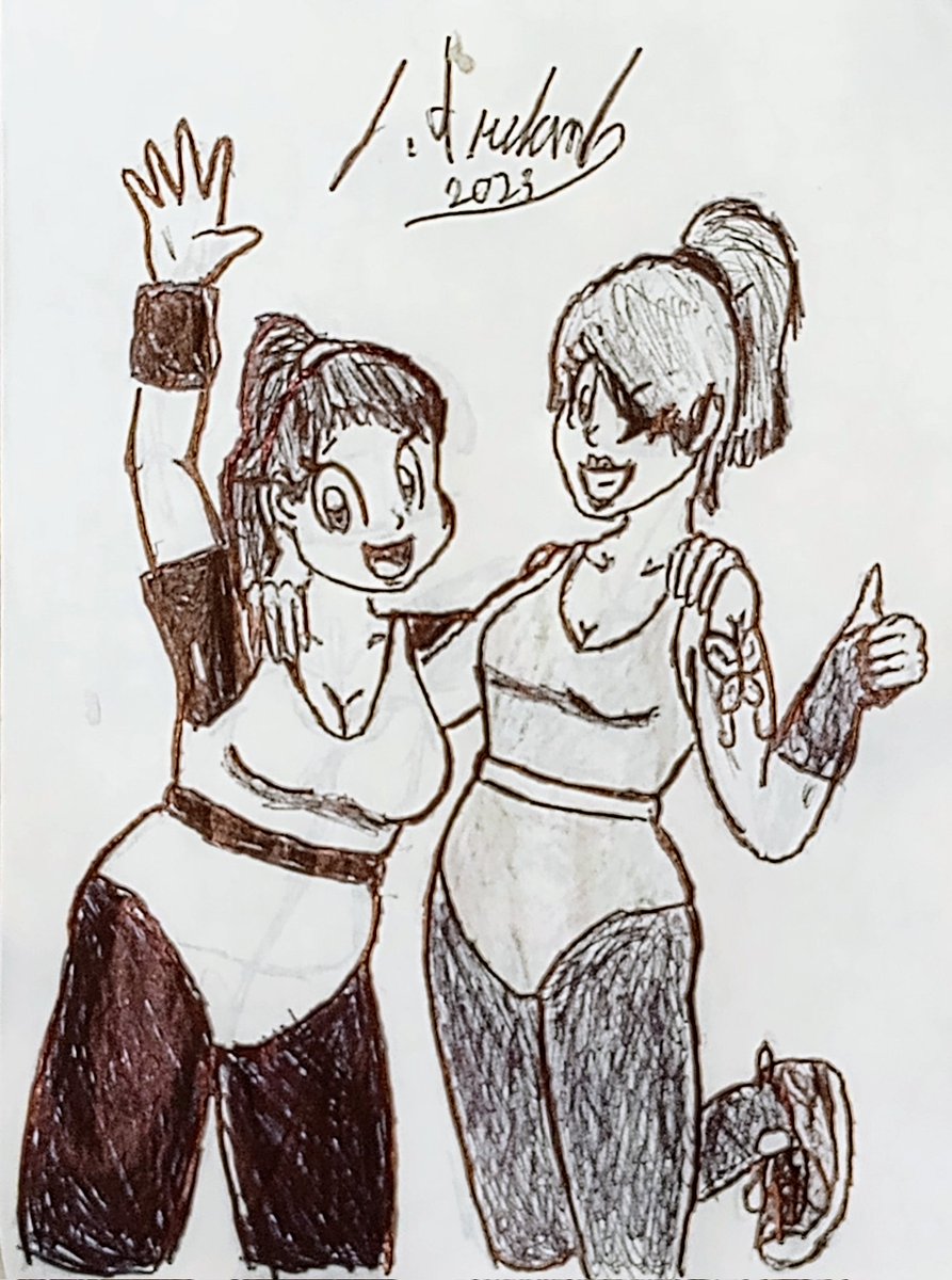 Been on a little 80's kick, so I drew up my two ladies in aerobic suits