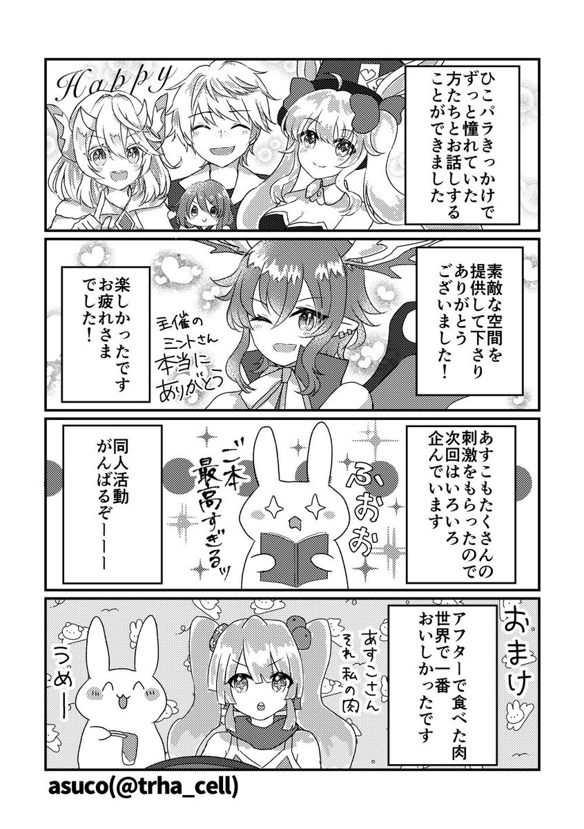 ねこわくお疲れ様でした!展示していたひこパラレポート漫画です。少しでも楽しかった気持ちが共有できてたら嬉しいです!