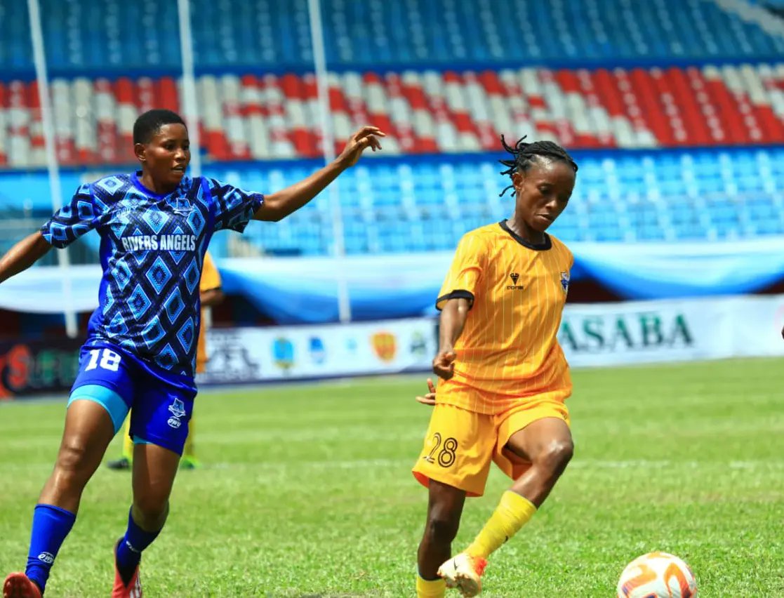 TheNWFL's tweet photo. ⏰ FULL-TIME! in Asaba 📍

🇳🇬 Confluence Queens 0-2 Rivers Angels 

⚽Adaobi Okah 61'
⚽Ikekhua Oghenebrume 68'

The Port Harcourt side clinch the #NWFLPremiershipSuper6 third place! 🥉

📲 🎥𝗗𝗶𝗿𝗲𝗰𝘁 Link ⤵️
https://t.co/8mjC5RE2hc…
#CONRIV|
#NWFLPremiershipSuper6 https://t.co/npu2vJ84FD