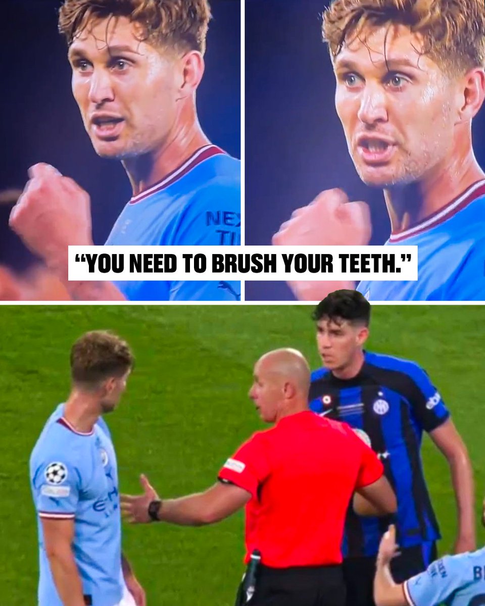 John Stones was caught giving some trash talk to Bastoni after their tussle 😂😷