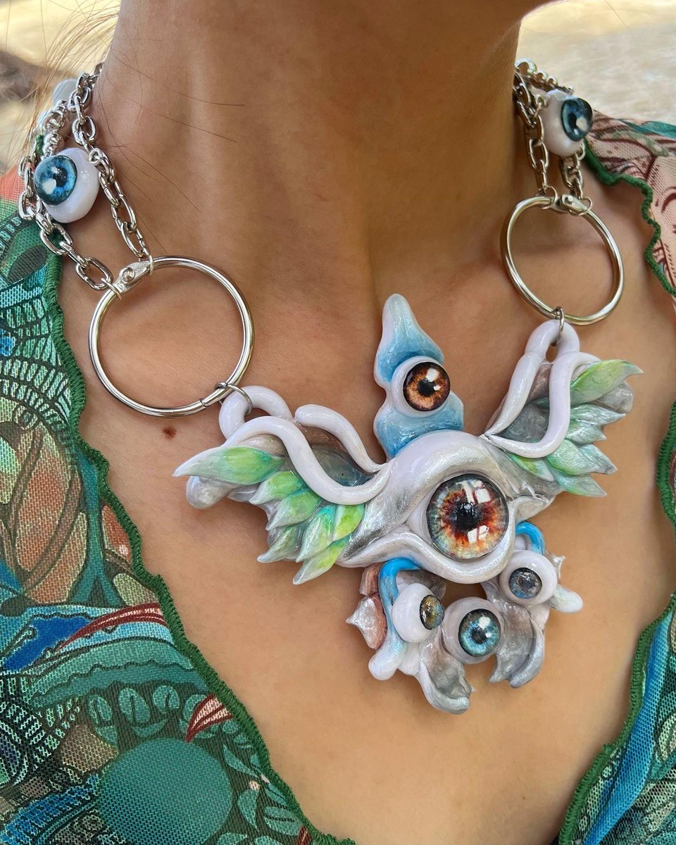 My Heart Sees All Necklace 👁️ #necklace #handmade #claysculpture