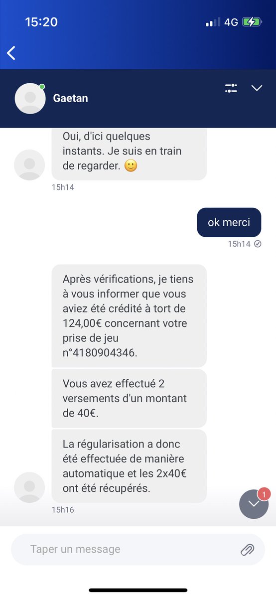 gaetan_vuaillat's tweet image. Question , avez vous déjà eu ce cas ??? Pari concernant un buteur nhl , il marque dans les prolongs et il a été bon malgré le fait que je l’avais jouer en temps réglementaire … 124 € crédité à tort donc je les rejoues et jai recrédité mon compte ce jour et #psel me les gardes