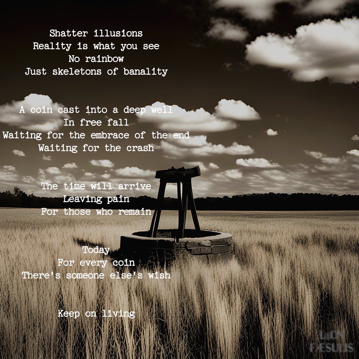 leonfaesulis's tweet image. &quot;A coin cast into a deep well 
In free fall 
Waiting for the embrace of the end 
Waiting for the crash&quot;
------------------------------------------------------

&quot;Wishes in the Coin&apos;s Fall&quot;

Current bid - 6 XTZ
3 days and 5 hours left

Link in the comment
#tezos #poetryNFT #write3