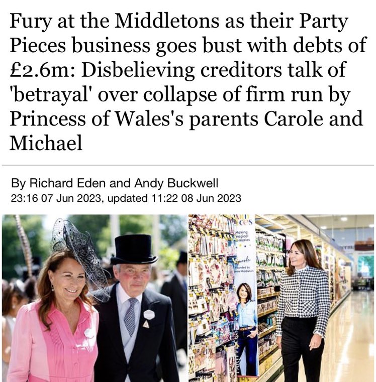 This was a breathtaking long con & a form of Ponzi scheme that instead of targeting investors bilked suppliers. The Middletons couldn’t have pulled it off w/o the help of the media. Wonder what the British media received in return. They found home w another long con, monarchy