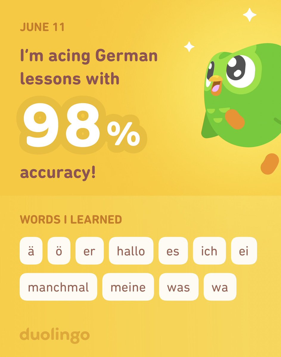 I’m learning German on Duolingo! It’s free, fun, and effective.